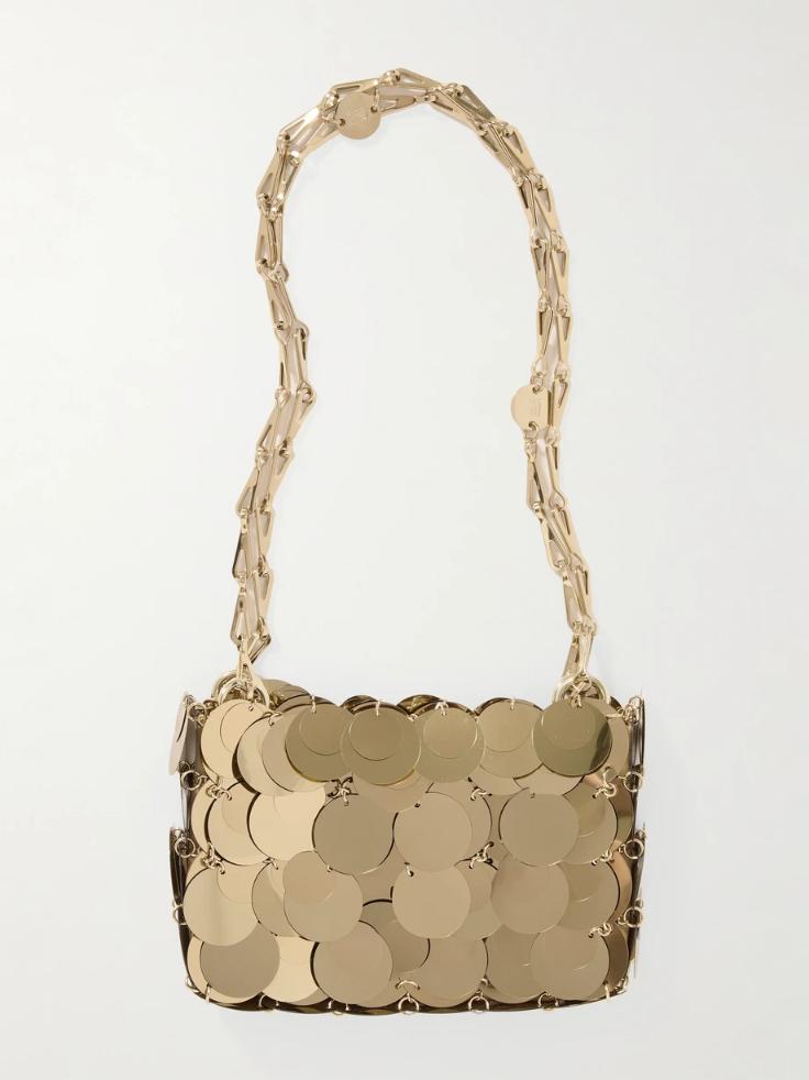 RABANNE Sparkle Nano paillette-embellished metallic twill shoulder bag 1647597340394670